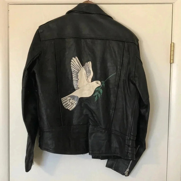 Vintage 1990s Hand painted leather jacket - Picture 4 of 13